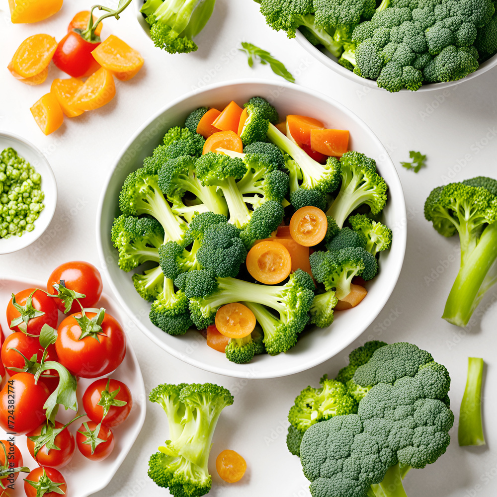 Photo a bowl of broccoli and other vegetables a bowl with Wihite Background (1) Photo a bowl of broccoli and other vegetables a bowl with Wihite Background (1)