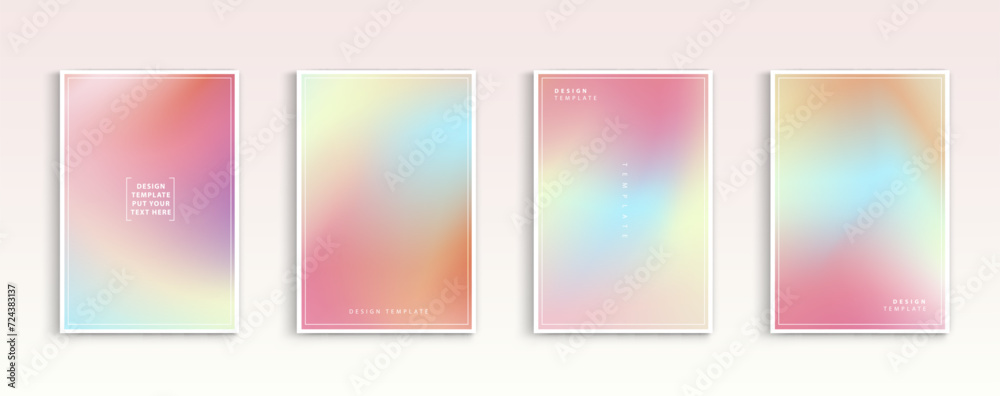 Pastel gradient backgrounds vector set. soft tender yellow, orange, pink, purple and blue colours abstract background for app, web design, webpages, banners, greeting cards. Vector design.