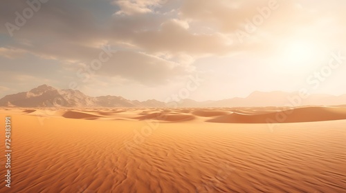 Desert landscape panorama. 3d render illustration of desert.