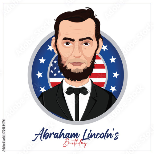 Vector illustration Abraham Lincoln’s Birthday National holiday in the United States Editable post banner template