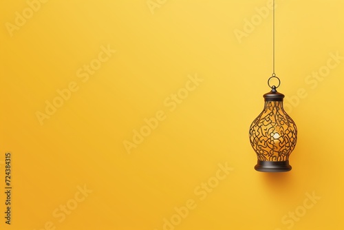 Dark Lantern Against Yellow Background