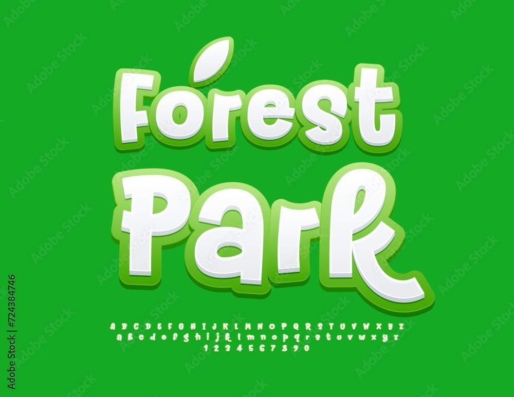Vector eco concept Forest Park. Stylish bright Font. Creative Alphabet and Symbols set. Vector eco concept Forest Park. Stylish bright Font. Creative Alphabet and Symbols set.