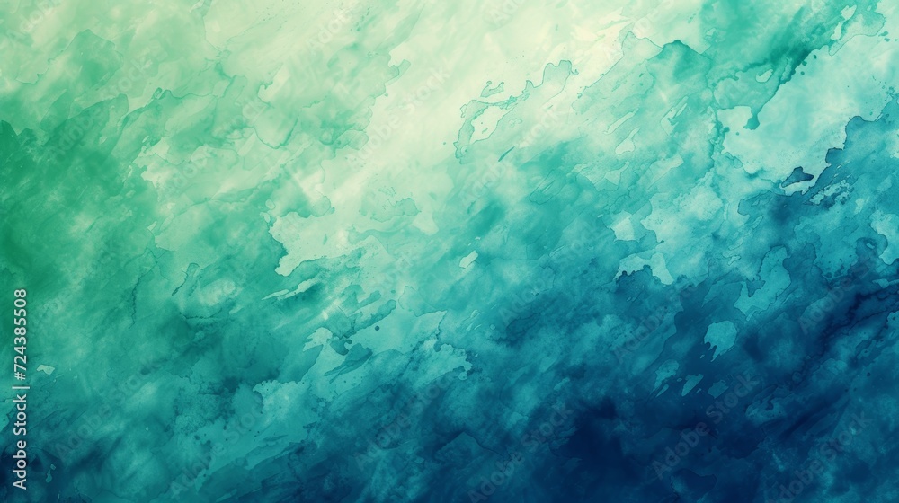 Fototapeta premium Abstract Blue Watercolor, Green Texture - Artistic Background Design