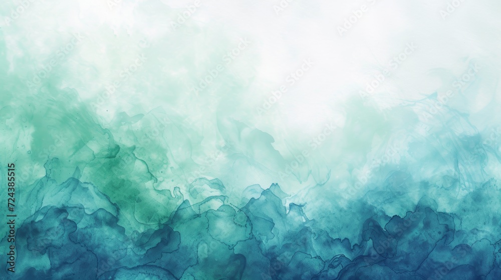 Abstract Blue Watercolor, Green Texture - Artistic Background Design