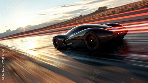 The camera follows a car as it speeds down the strip capturing the intense vibrations and loud roar of the engine.