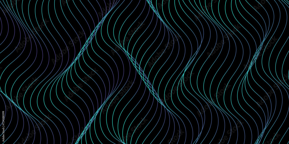 Abstract creative blue gradient colors in Dark background. Dynamic Wave lines with digital wireframe wave. curve flowing design. Concept of technology, digital, communication, science.	