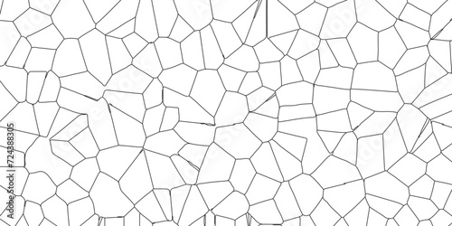 White color Broken Stained-Glass Background with black lines. Voronoi diagram background. Seamless pattern with 3d shapes vector Vintage Illustration background. Geometric Retro tiles pattern 