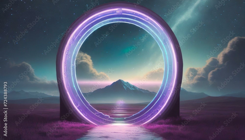 Neon Nexus: A Gateway to Another Realm Amidst a Kaleidoscope of Blinded Landscapes Neon Nexus: A Gateway to Another Realm Amidst a Kaleidoscope of Blinded Landscapes