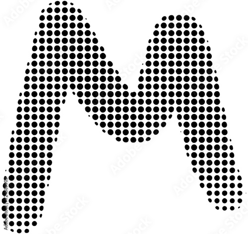 Halftone alphabet letter M