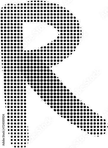 Halftone alphabet letter R