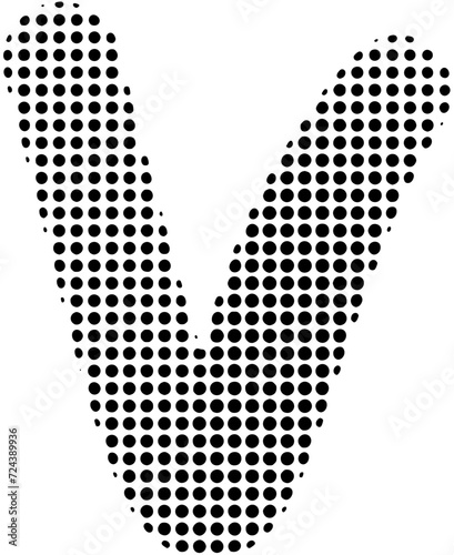 Halftone alphabet letter V