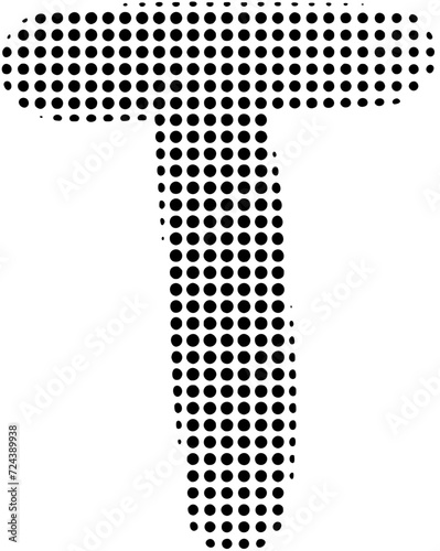 Halftone alphabet letter T