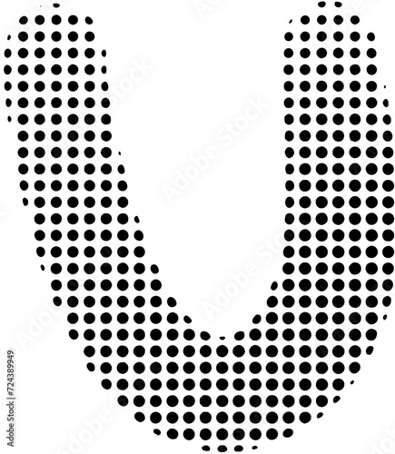 Halftone alphabet letter U
