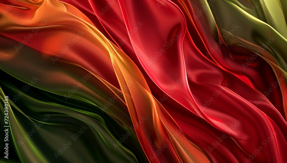 red and yellow background, silk background, red lime black abstract fabric background, Ai Generate 