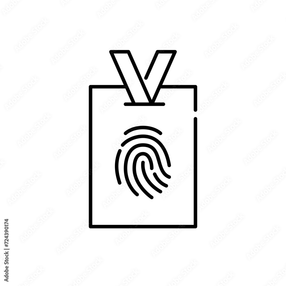ID badge with fingerprint. Biometric access. Pixel perfect, editable stroke icon ID badge with fingerprint. Biometric access. Pixel perfect, editable stroke icon