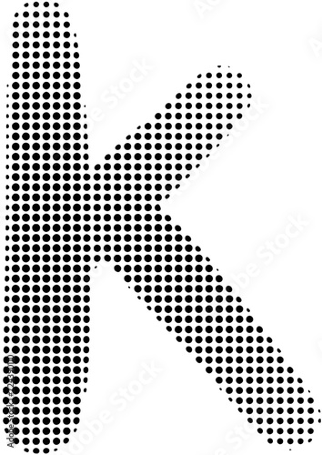 Halftone alphabet letter K