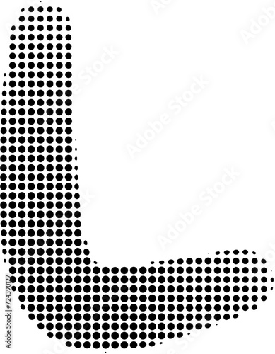 Halftone alphabet letter L