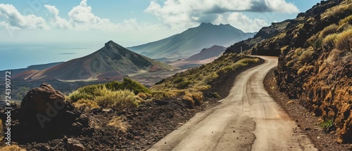 A Picturesque Landscape of Rolling Hills and Mountains, Generative AI