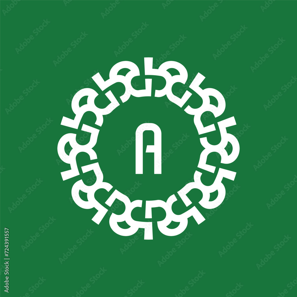 Natural and organic circle emblem initials letter A logo. Natural and organic circle emblem initials letter A logo.