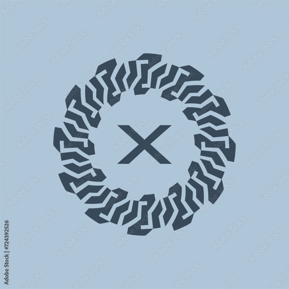 Modern and savvy circle emblem initials letter X logo. Modern and savvy circle emblem initials letter X logo.