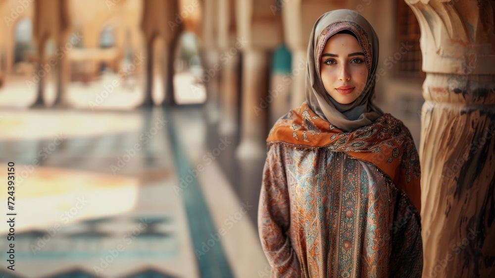 Muslim Woman in Traditional Attire. Generative AI. Muslim Woman in Traditional Attire. Generative AI.