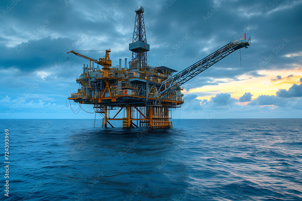 oil rig in the sea. oil rig drilling platform. oil drilling rig