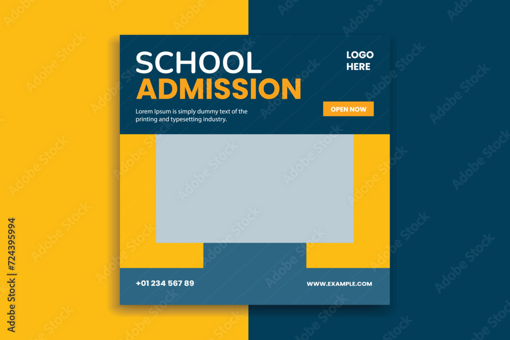 school admission social media post, admission banner design  - obrazy, fototapety, plakaty 