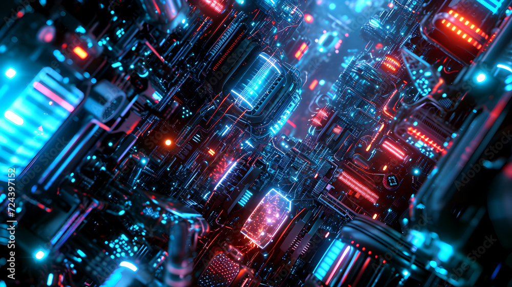 Futuristic Robotic Mechanism. Abstract Technology Background in a Future World Concept of Digital Innovation and Design with Technological Innovation and Sci-Fi Concept.