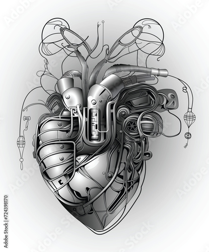 vector image of an artificial heart