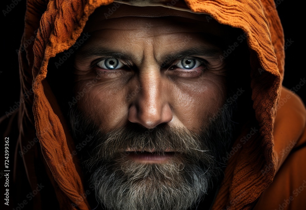Bearded Man in Hooded Jacket