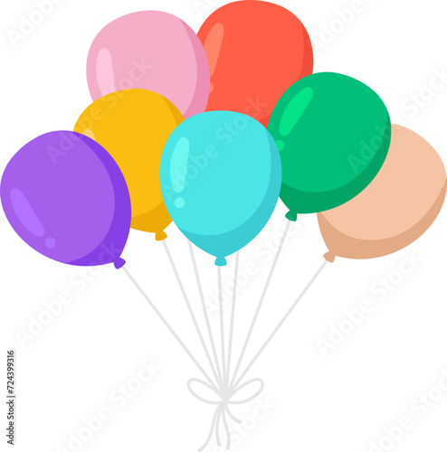 Bunch of Balloons Flat Illustration