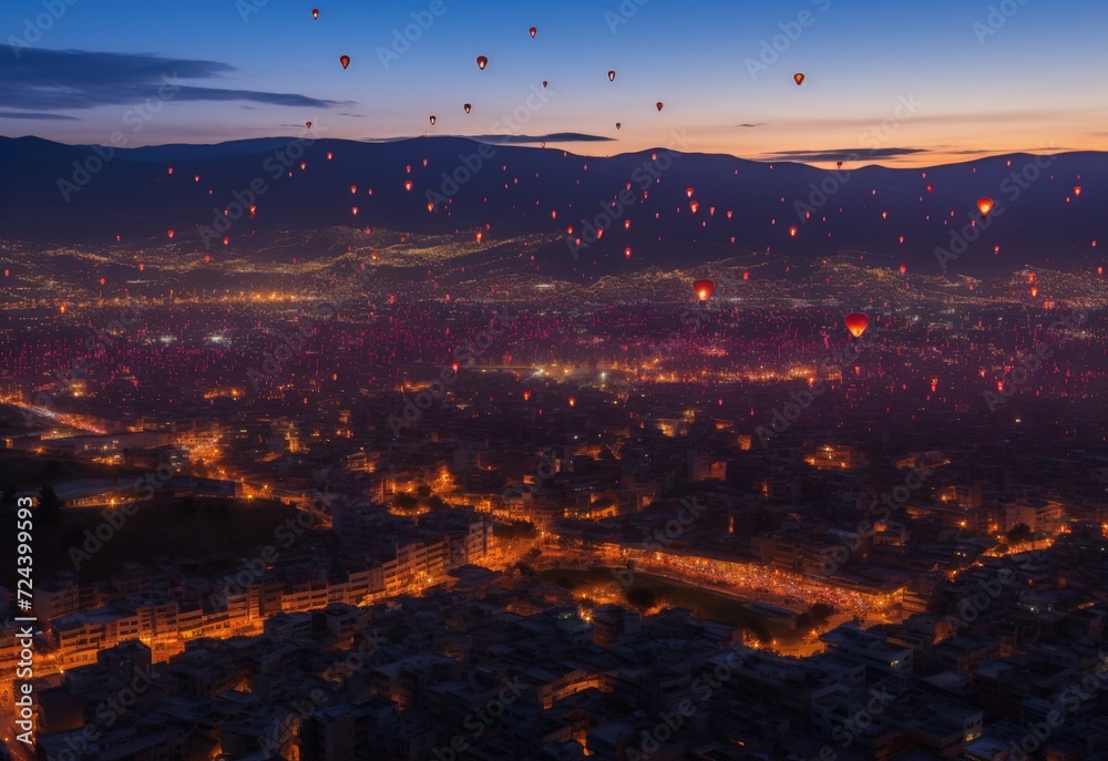 Nighttime City View From Hot Air Balloon Nighttime City View From Hot Air Balloon
