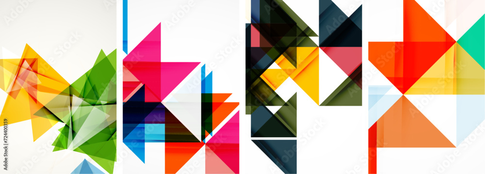Set of abstract random triangle composition backgrounds. Vector illustration for for wallpaper, business card, cover, poster, banner, brochure, header, website Set of abstract random triangle composition backgrounds. Vector illustration for for wallpaper, business card, cover, poster, banner, brochure, header, website