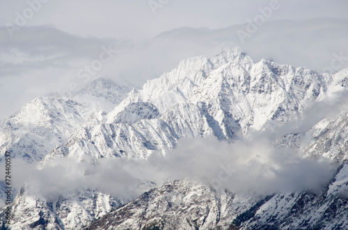 Glacier after snow fall near Munsyari, Uttarakhand, India, Asia. Background. Backdrop. Wallpaper.  © Harshal