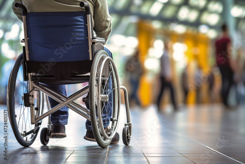 Person in Wheelchair at Airport Terminal