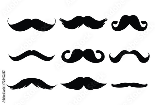 Set of mustache silhouette icon logo template vector illustration design photo
