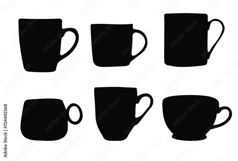 Set of cup silhouette icon logo template vector illustration design Set of cup silhouette icon logo template vector illustration design