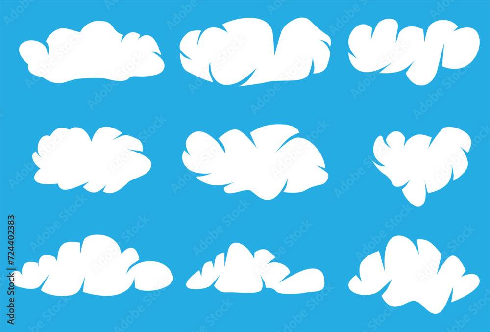 Set of Cloud silhouette icon logo template vector illustration design