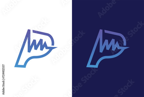 pulse icon logo template vector illustration design photo