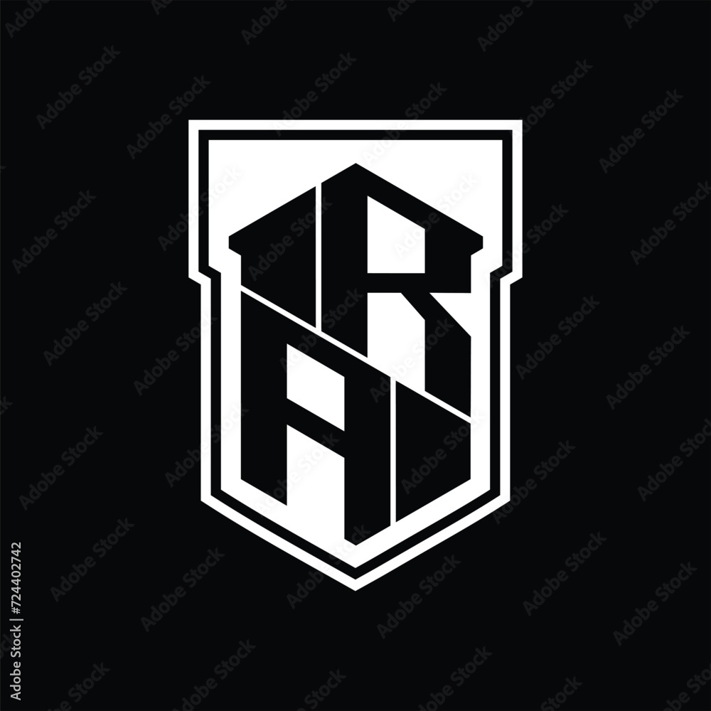 RA Logo monogram hexagon geometric up and down inside shield isolated style design template RA Logo monogram hexagon geometric up and down inside shield isolated style design template