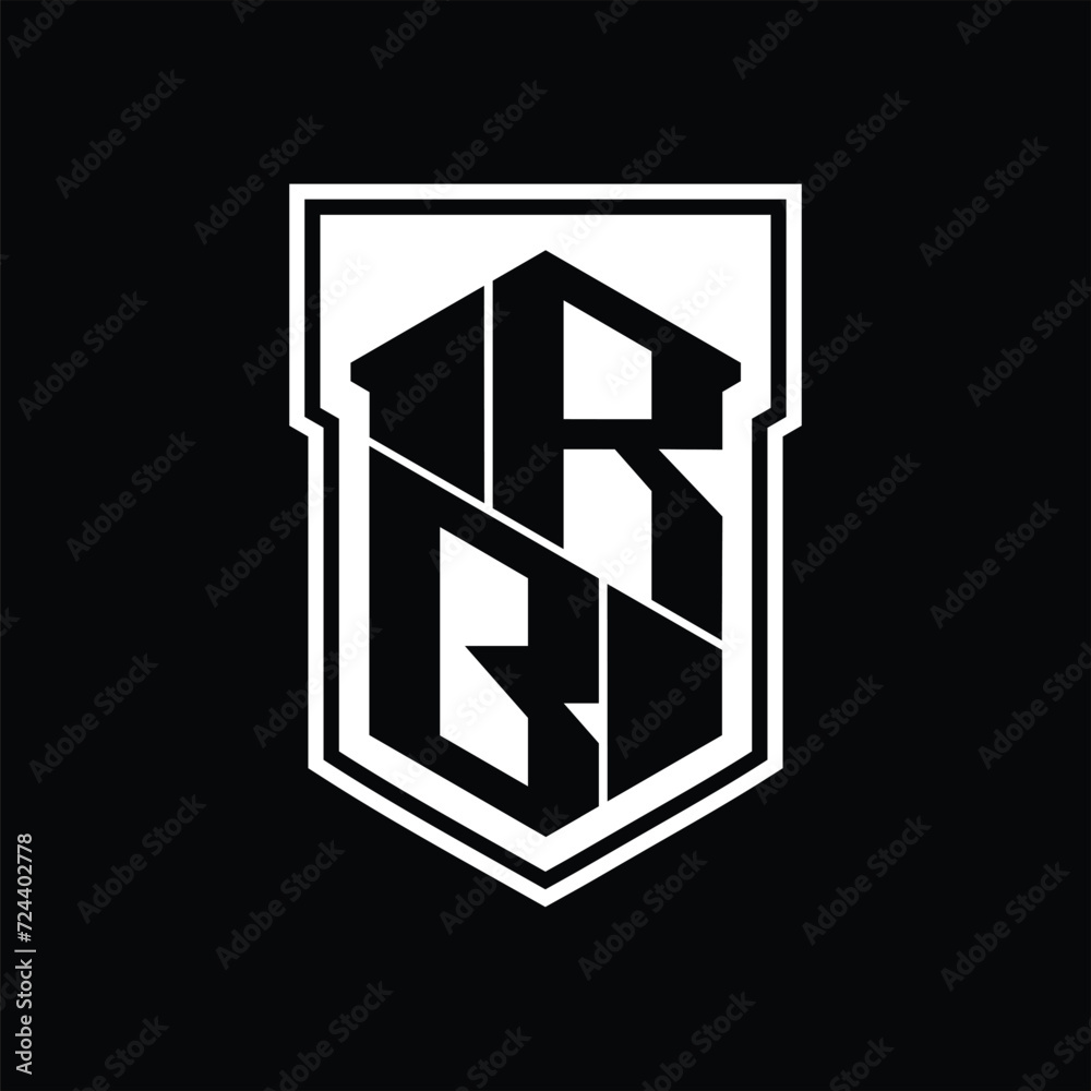 RB Logo monogram hexagon geometric up and down inside shield isolated style design template RB Logo monogram hexagon geometric up and down inside shield isolated style design template