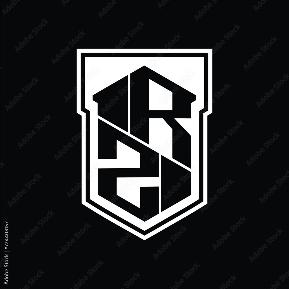 RZ Logo monogram hexagon geometric up and down inside shield isolated style design template