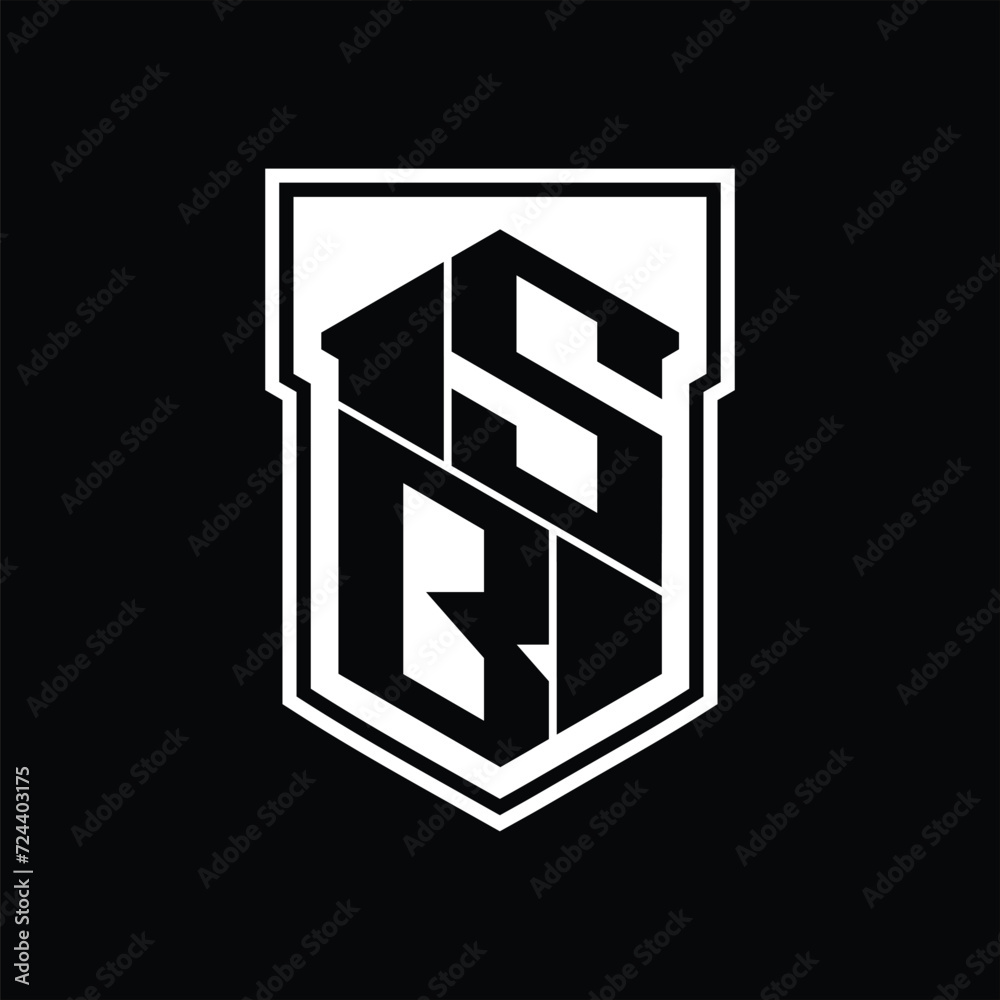 SB Logo monogram hexagon geometric up and down inside shield isolated style design template