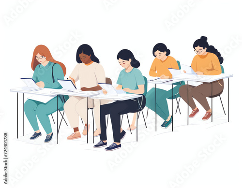 a group of students taking a test