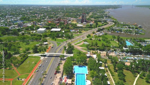 Rosario Argentina province of Santa Fe aerial images with drone of the city Views of the Parana River Alem Park Pool photo