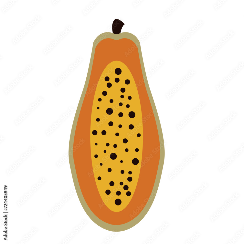 Flat icon papaya isolated on white background. Fruit icon. Vector illustration. Flat icon papaya isolated on white background. Fruit icon. Vector illustration.