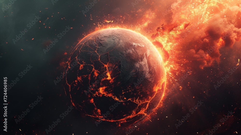 A Earth cracking and glowing with inner fire A Earth cracking and glowing with inner fire