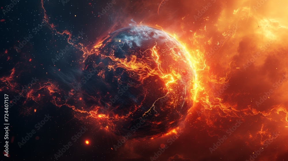 A Earth cracking and glowing with inner fire A Earth cracking and glowing with inner fire