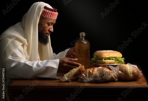 Man Sitting at Table With Plate of Food