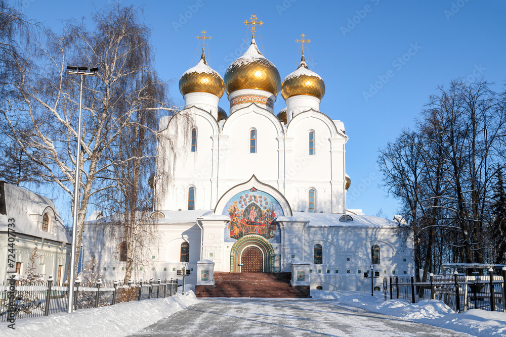 Cathedral of the Assumption of the Blessed Virgin Mary on a sunny January day. Golden Ring of Russia, Yaroslavl
